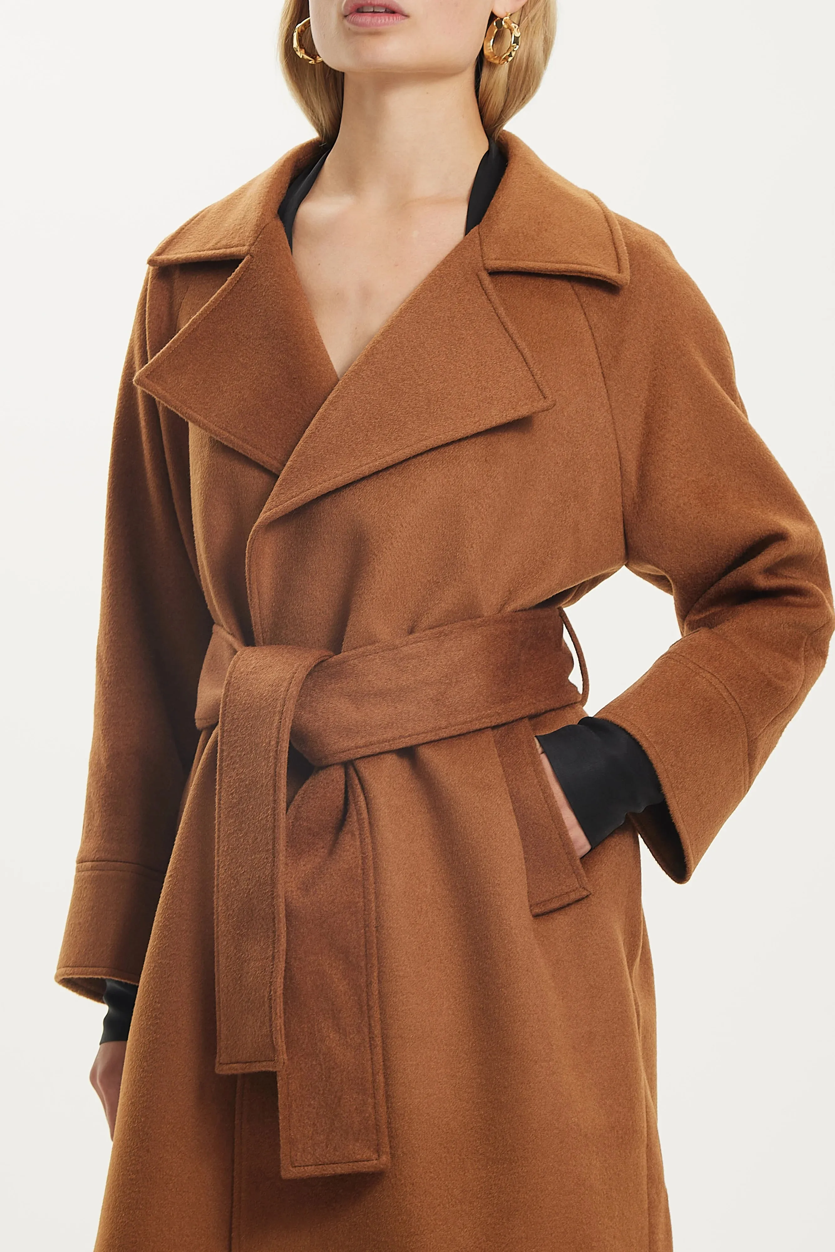 THIRD FORM II UNCOVER Woolen Trench Coat - chestnut