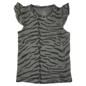 Tiger Stripe Ruffle Tank- Gray
