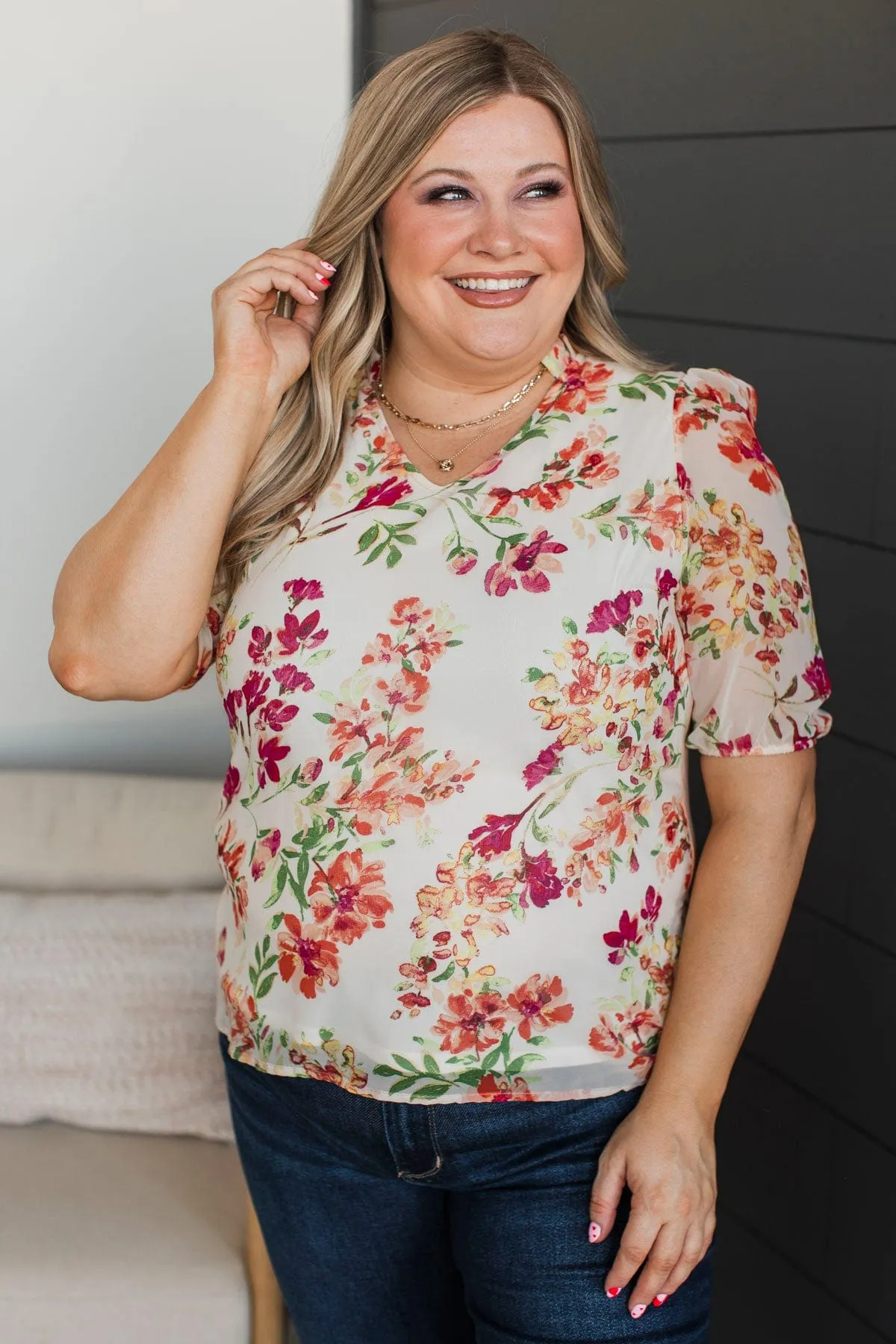 Timeless Affection Floral Top- Peach