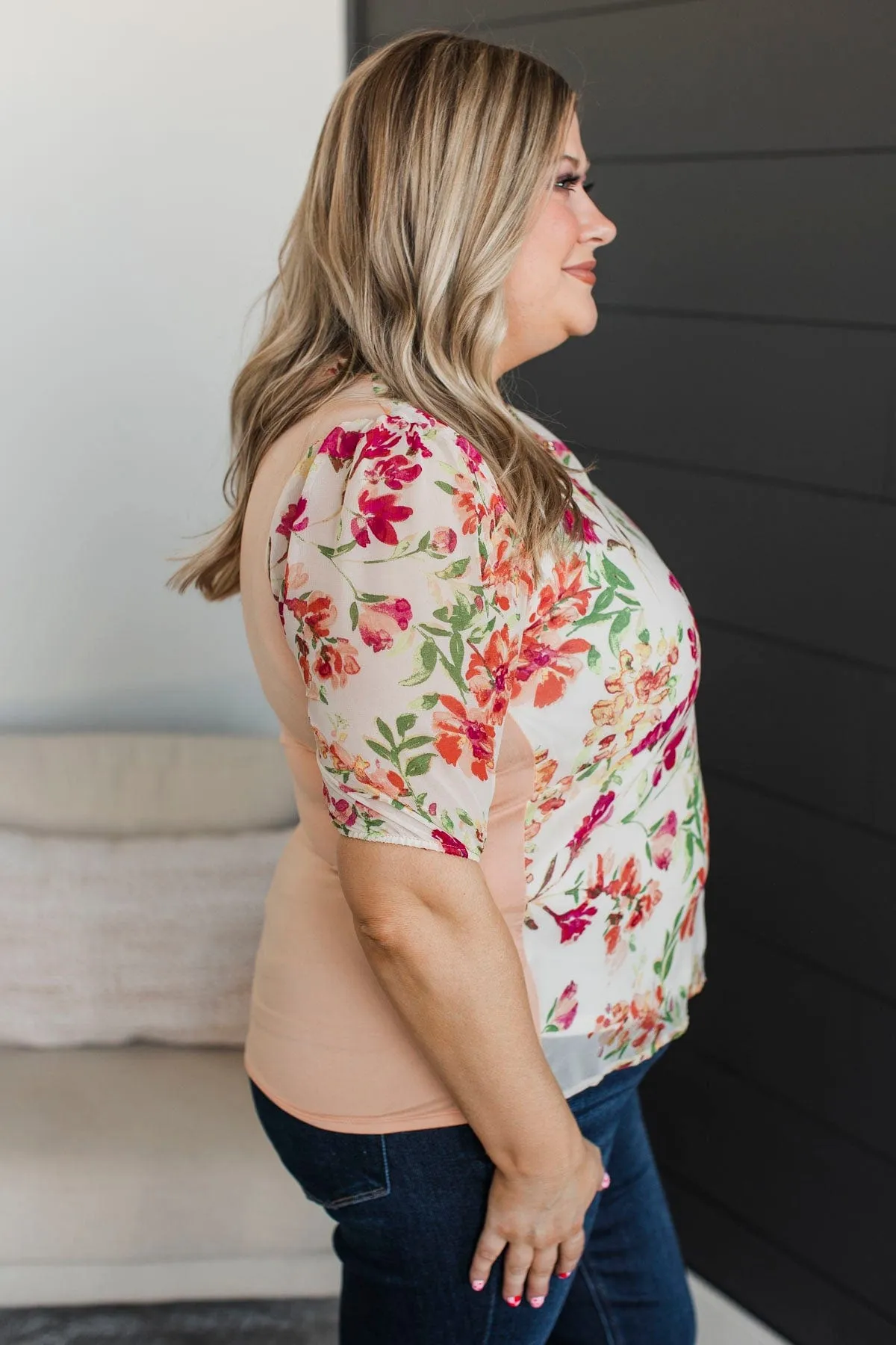 Timeless Affection Floral Top- Peach