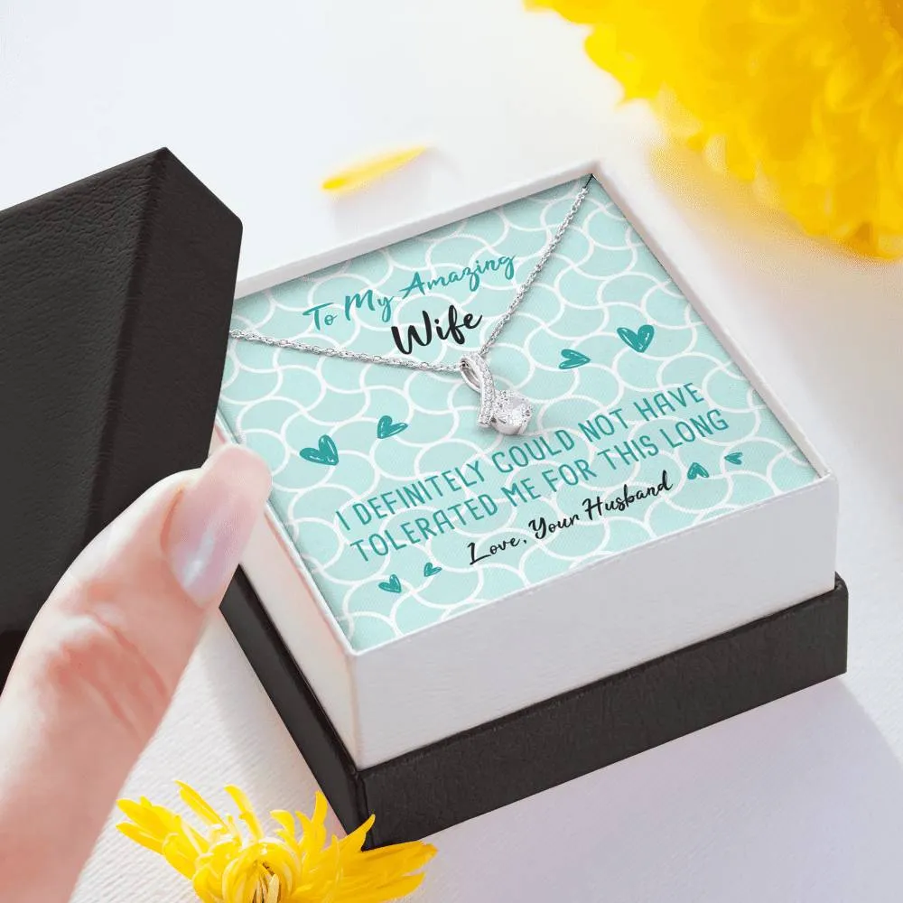 Tolerated Wife Ribbon Drop Pendant Necklace