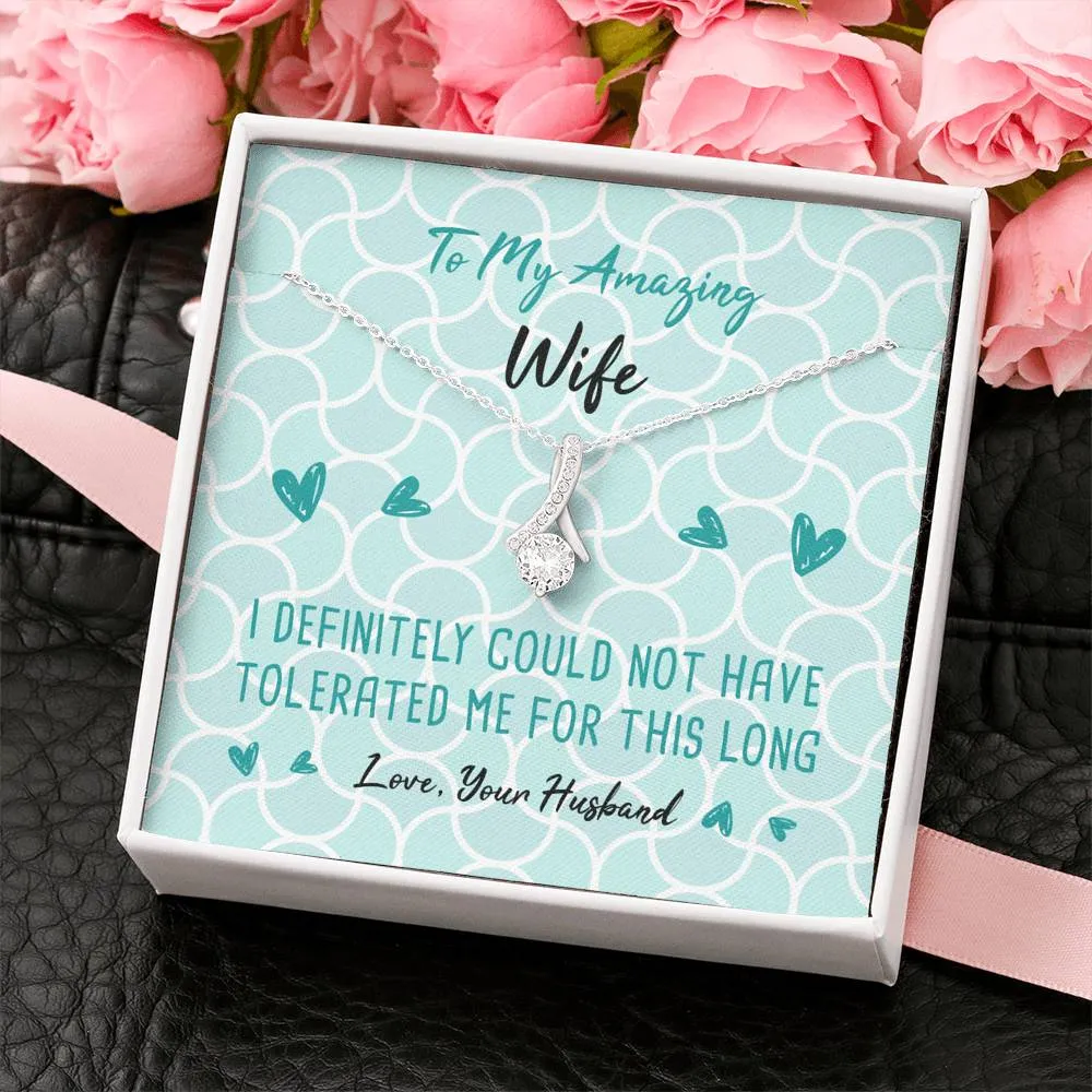 Tolerated Wife Ribbon Drop Pendant Necklace