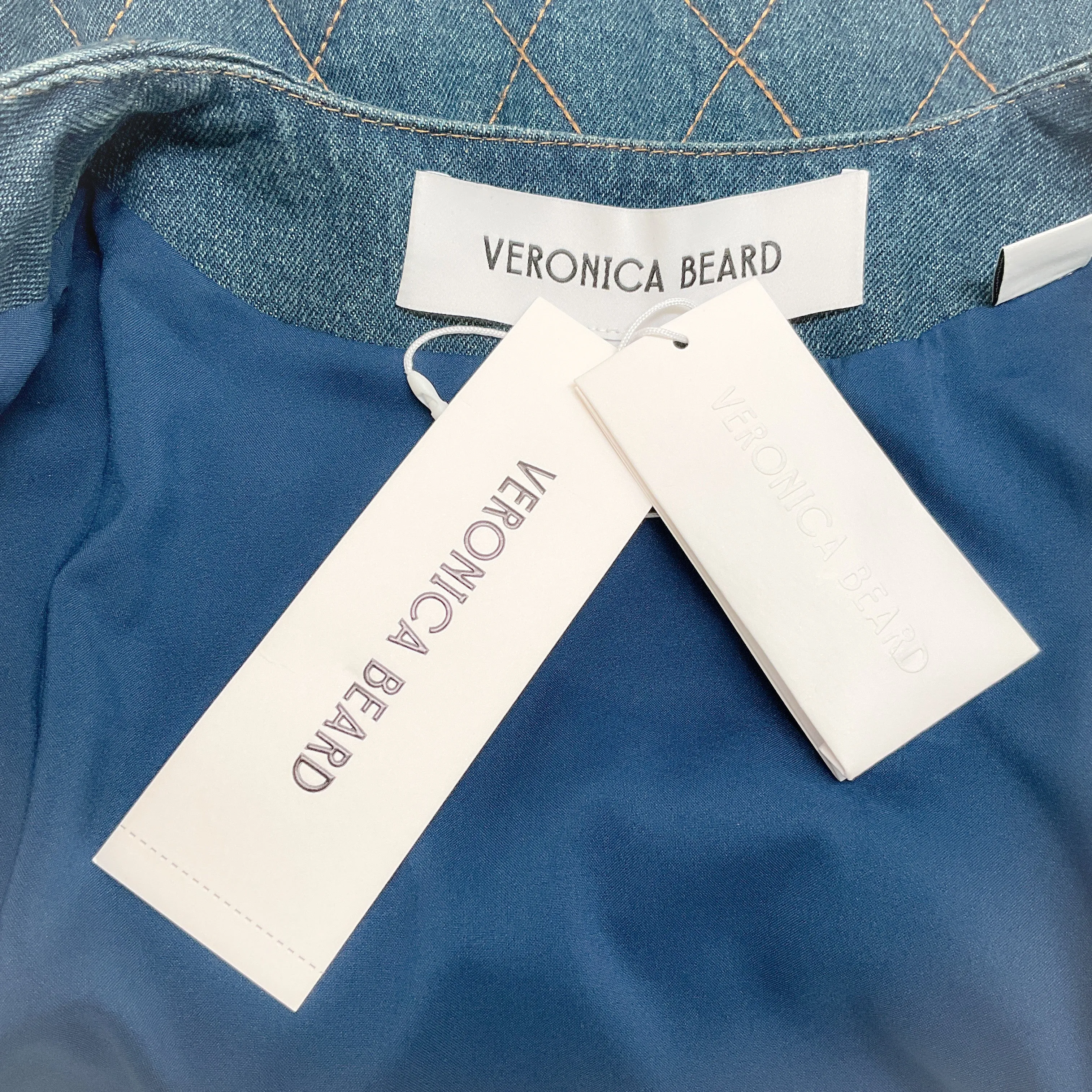 Veronica Beard Bright Blue Quilted Denim Glennon Jacket