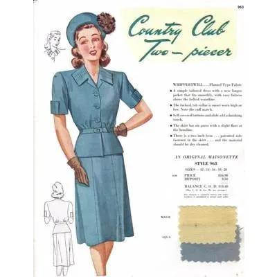 Vintage Maisonette Fabric Swatch 1940s 8x11 963a