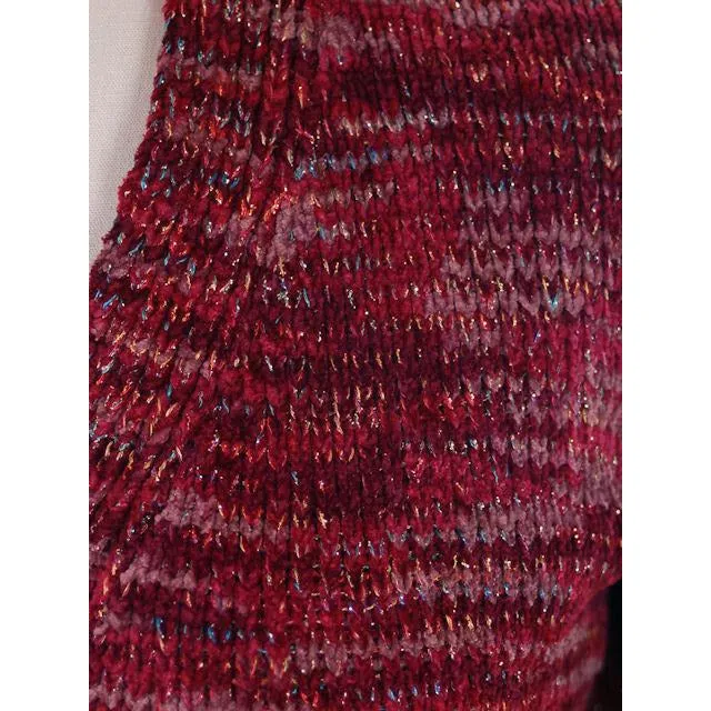 Vintage Wrap  Sweater Flavia Des Granges Fab Metallics Cranberry 1980s M