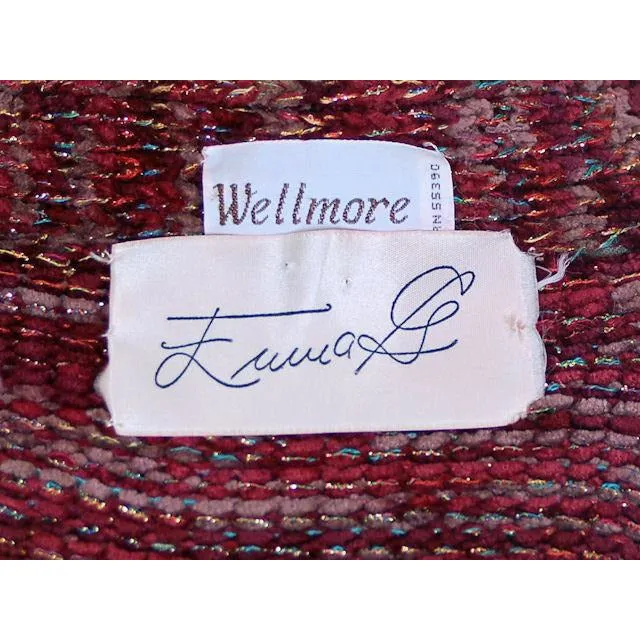 Vintage Wrap  Sweater Flavia Des Granges Fab Metallics Cranberry 1980s M