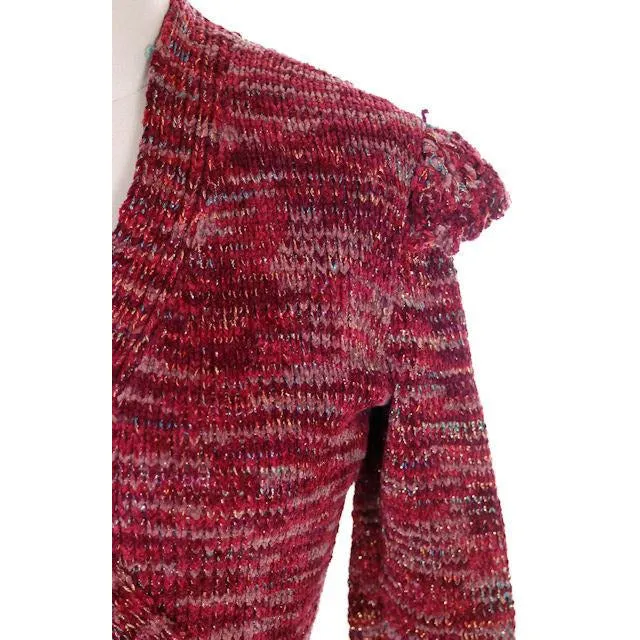 Vintage Wrap  Sweater Flavia Des Granges Fab Metallics Cranberry 1980s M