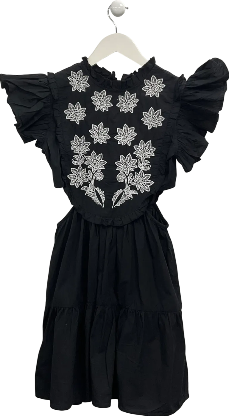 Warehouse Black Embroidered Cut Out Dress UK 6