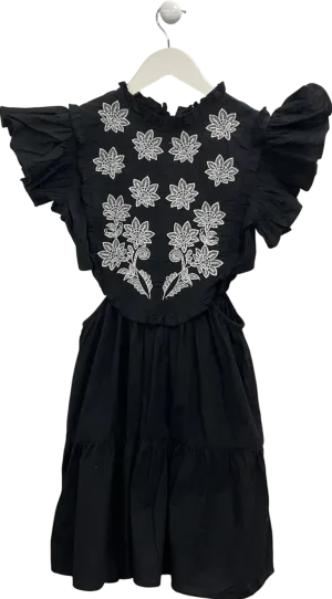 Warehouse Black Embroidered Cut Out Dress UK 6