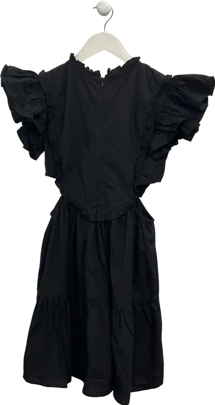 Warehouse Black Embroidered Cut Out Dress UK 6