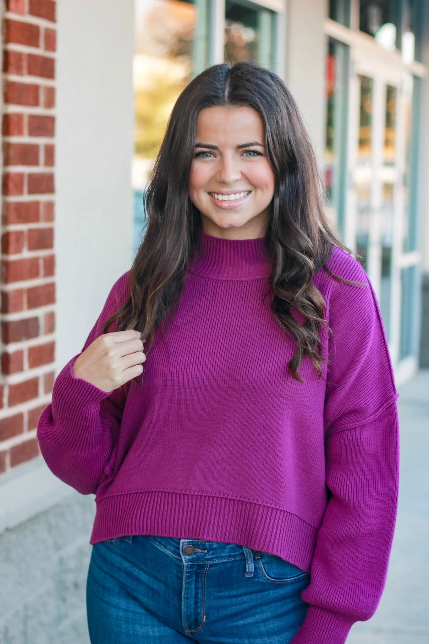 We Have a Warm Feeling Cropped Sweater in Plum