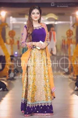 Wedding bridal mehndi lahnga paint block printing sequance threads and nagh work M#B 137