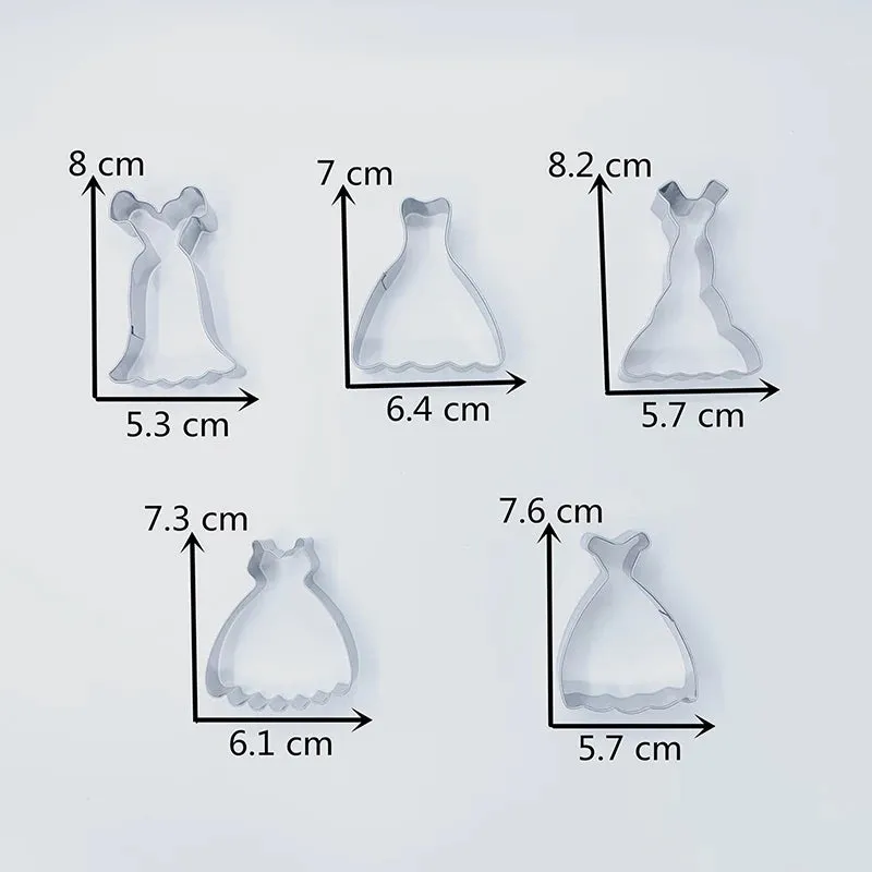 WEDDING DRESSES COOKIE CUTTER SET 5PCS