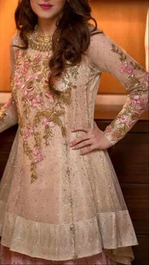 Wedding party dress dabka zari nagh pearls and threds work  Model #P 175