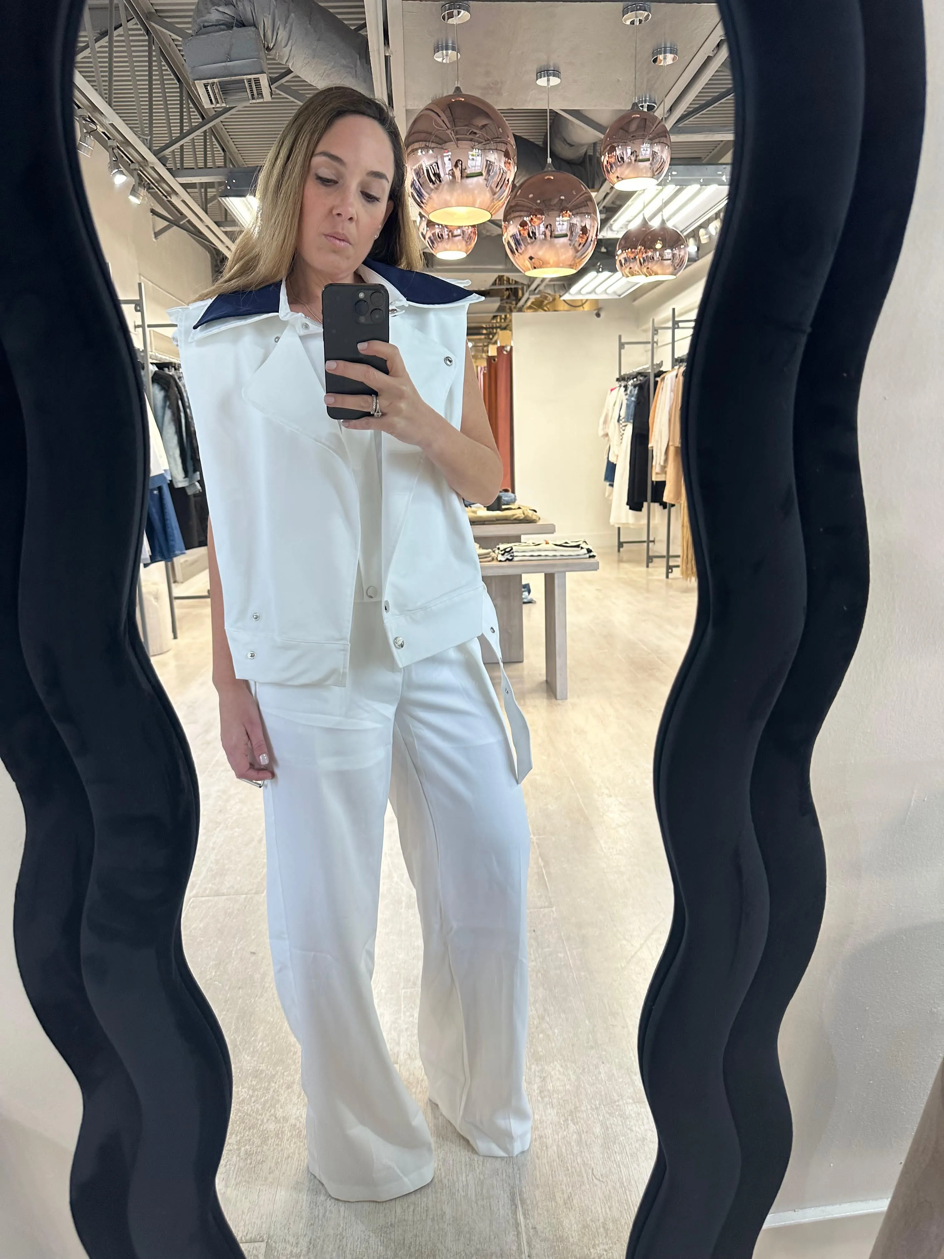 White wide leg pants