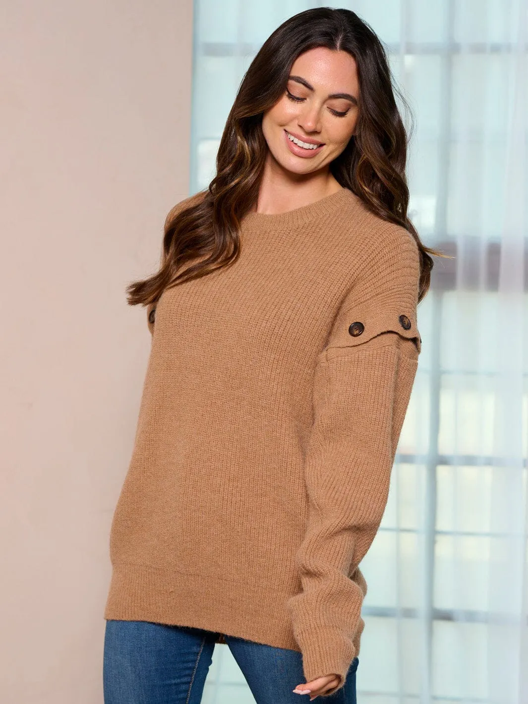 WOMEN'S LONG REMOVABLE SLEEVES PULLOVER SWEATER