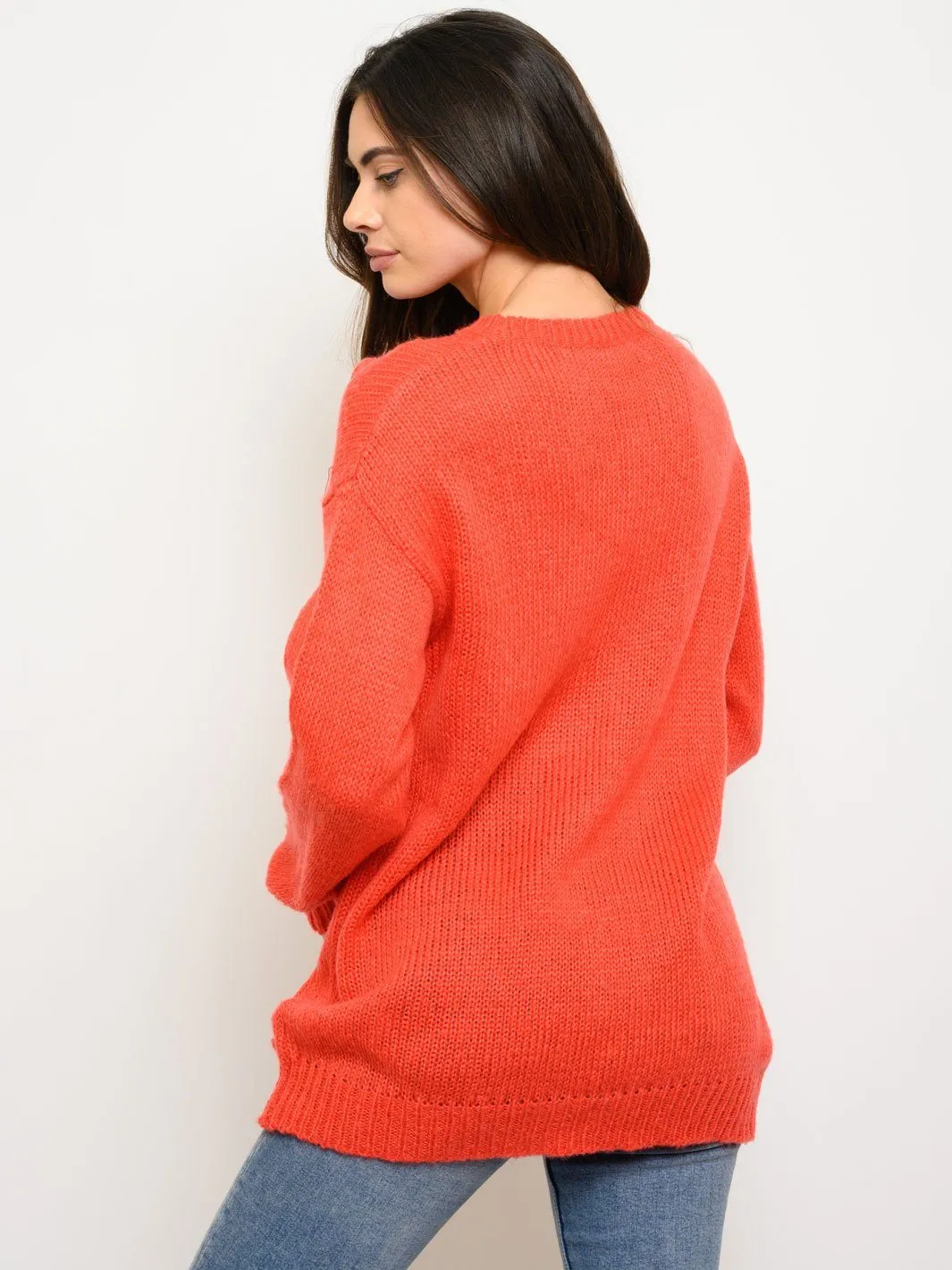 WOMEN'S LONG SLEEVE FRONT DETAIL SWEATER