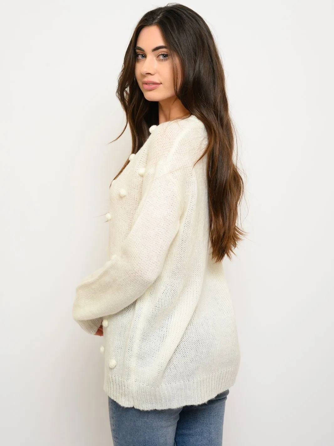 WOMEN'S LONG SLEEVE FRONT DETAIL SWEATER