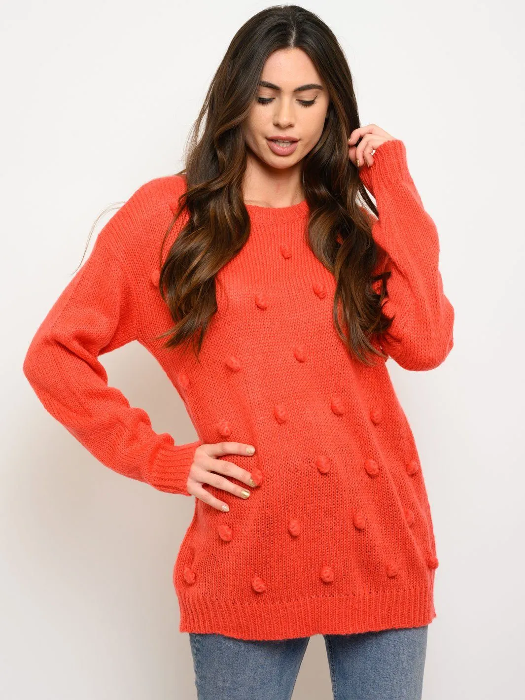 WOMEN'S LONG SLEEVE FRONT DETAIL SWEATER