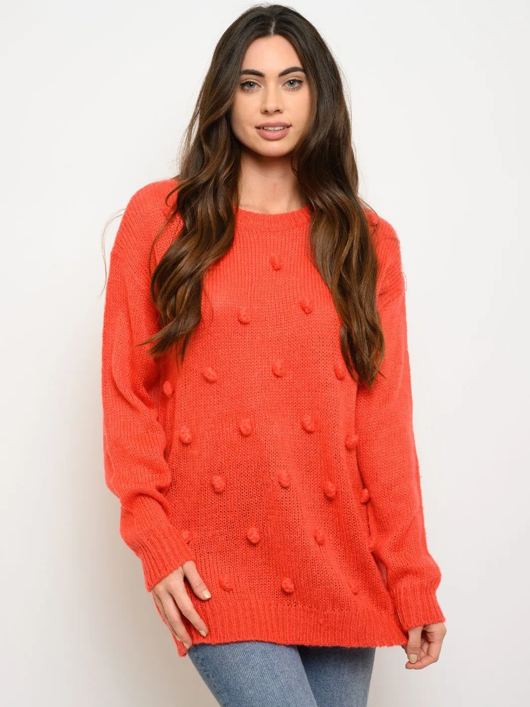 WOMEN'S LONG SLEEVE FRONT DETAIL SWEATER