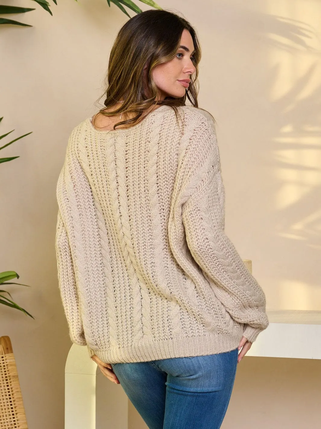WOMEN'S LONG SLEEVE PULLOVER KNIT SWEATER