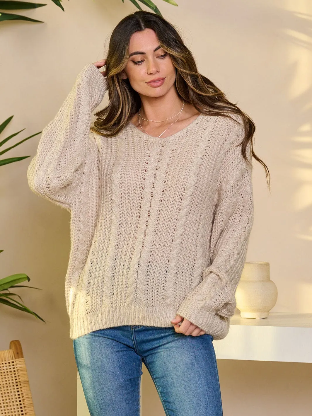 WOMEN'S LONG SLEEVE PULLOVER KNIT SWEATER