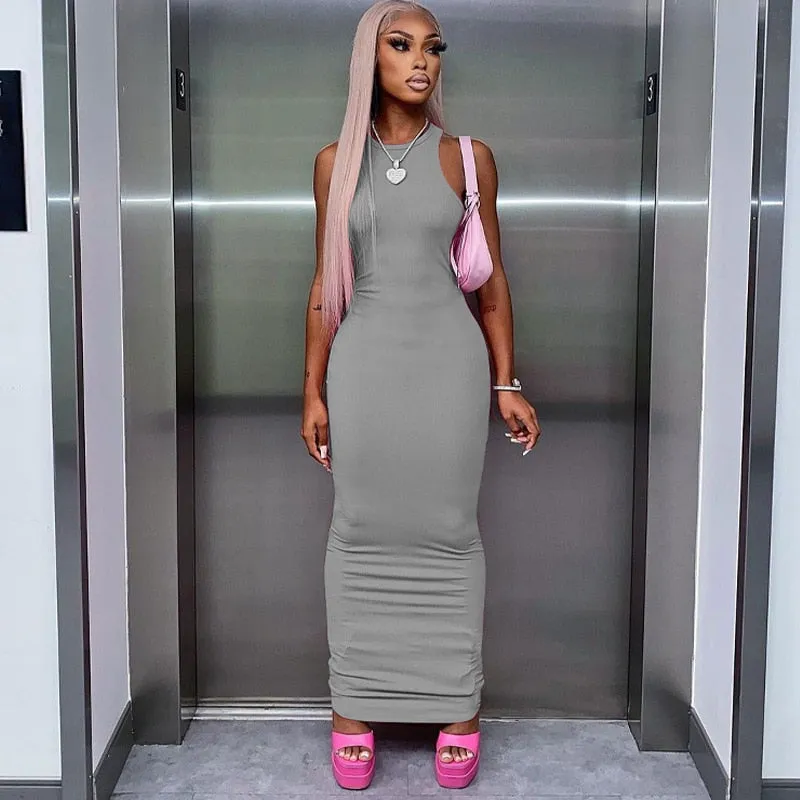 Women's Sleeveless Streetwear Bodycon Long Dress Pencil Maxi Dress