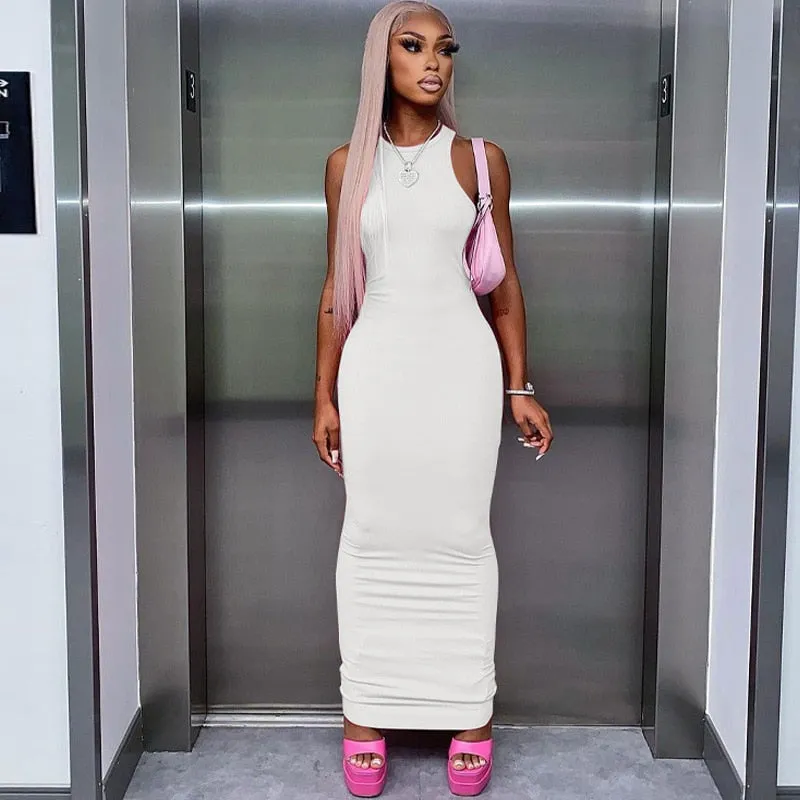 Women's Sleeveless Streetwear Bodycon Long Dress Pencil Maxi Dress