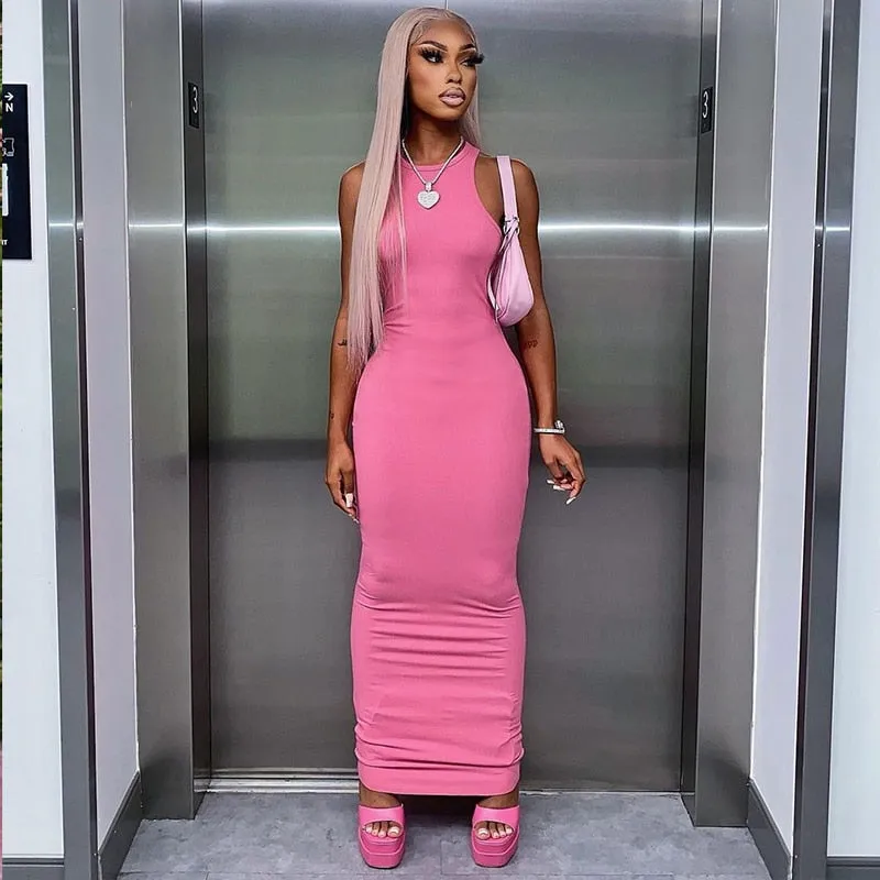 Women's Sleeveless Streetwear Bodycon Long Dress Pencil Maxi Dress