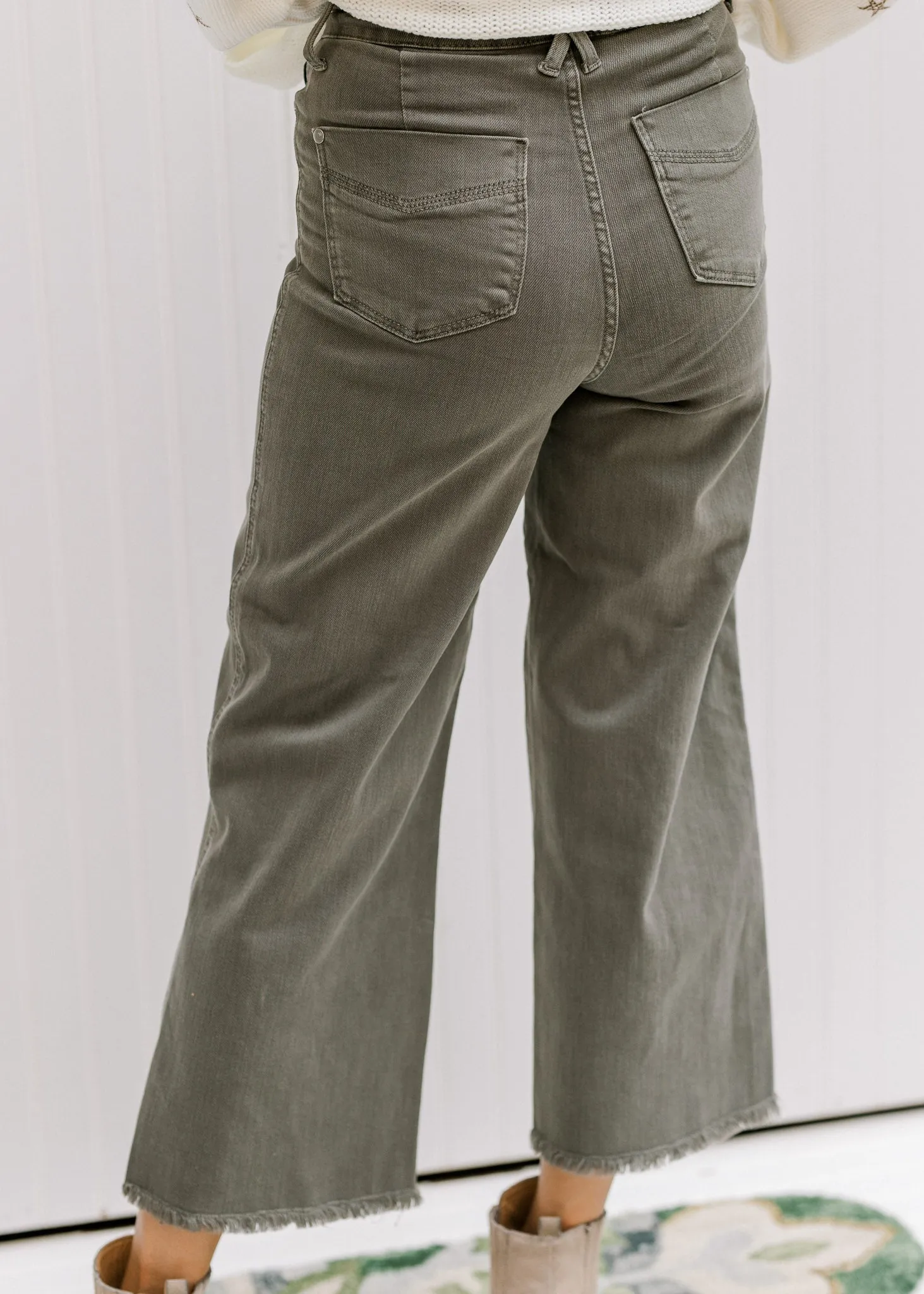 X Judy Blue Tummy Control Crop Pants in Olive