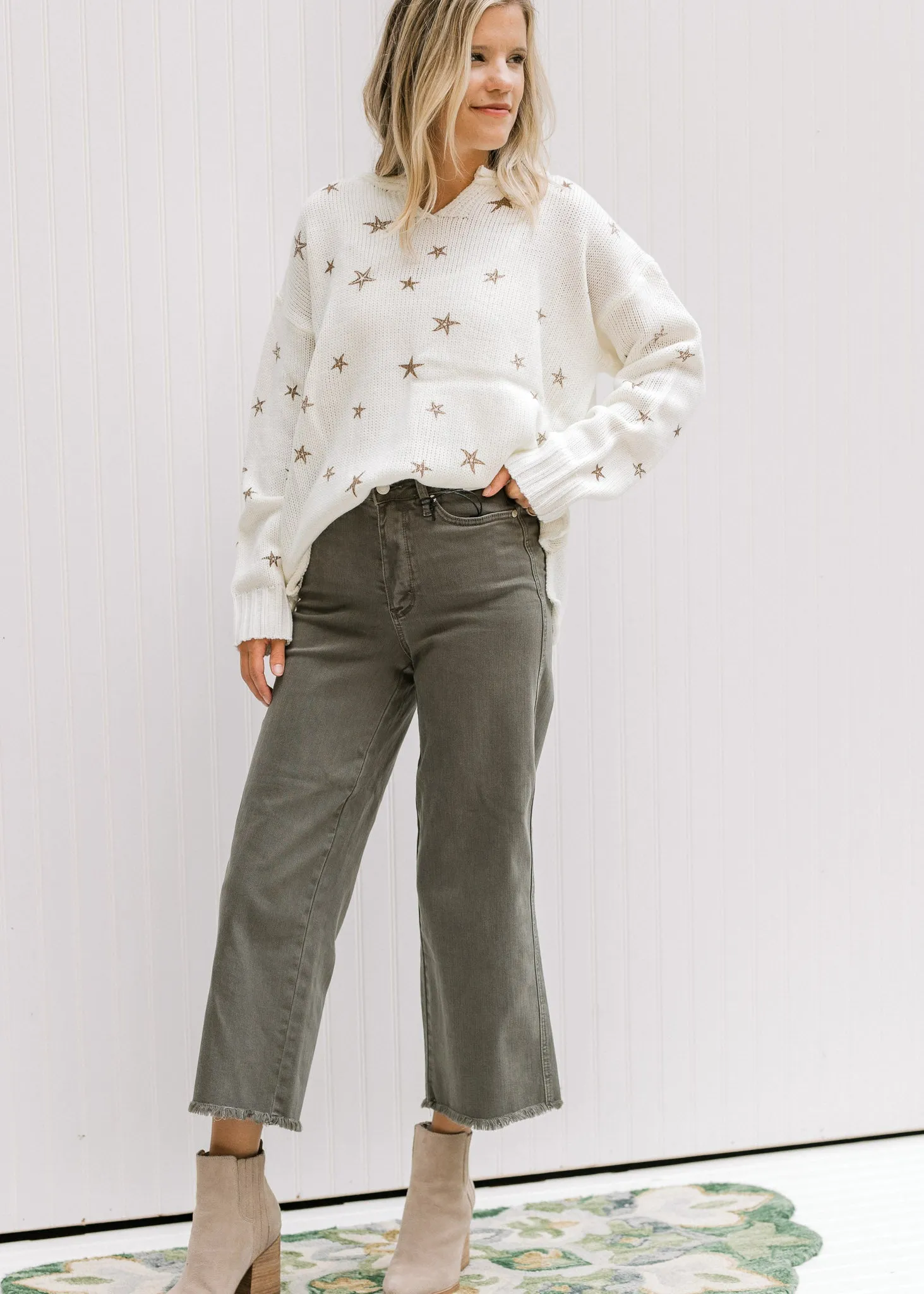 X Judy Blue Tummy Control Crop Pants in Olive